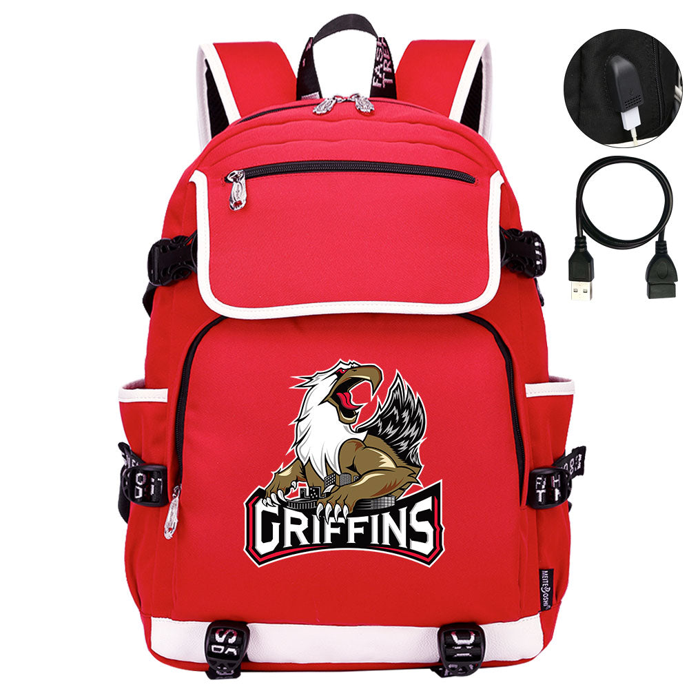 Grand Rapids Griffins Hockey League Backpack School Notebook Travel Bag