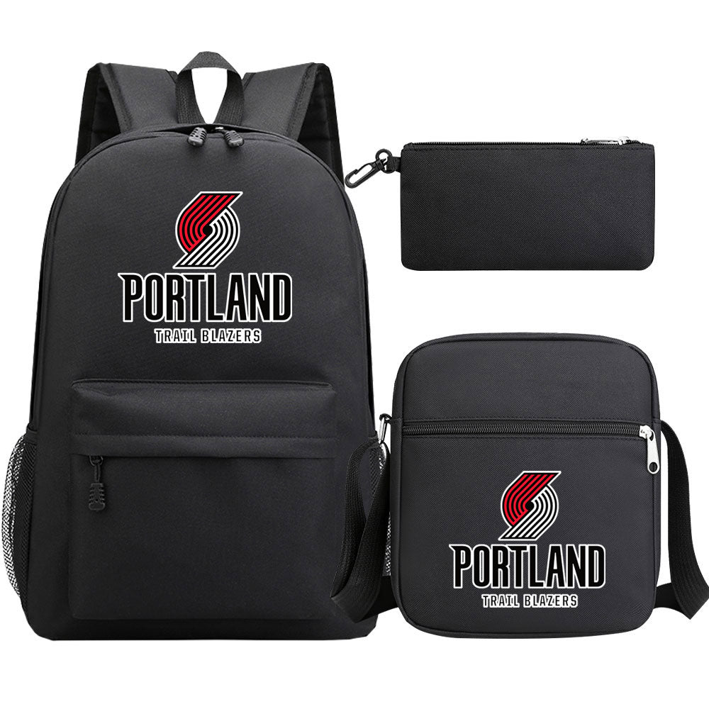 Portland Trail Blazers Basketball School Backpack Shoulder Bag Pencil Bags 3pcs Set