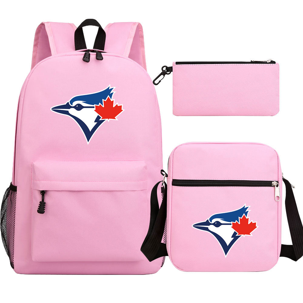 Toronto Blue Jays Baseball School Backpack Shoulder Bag Pencil Bags 3pcs Set