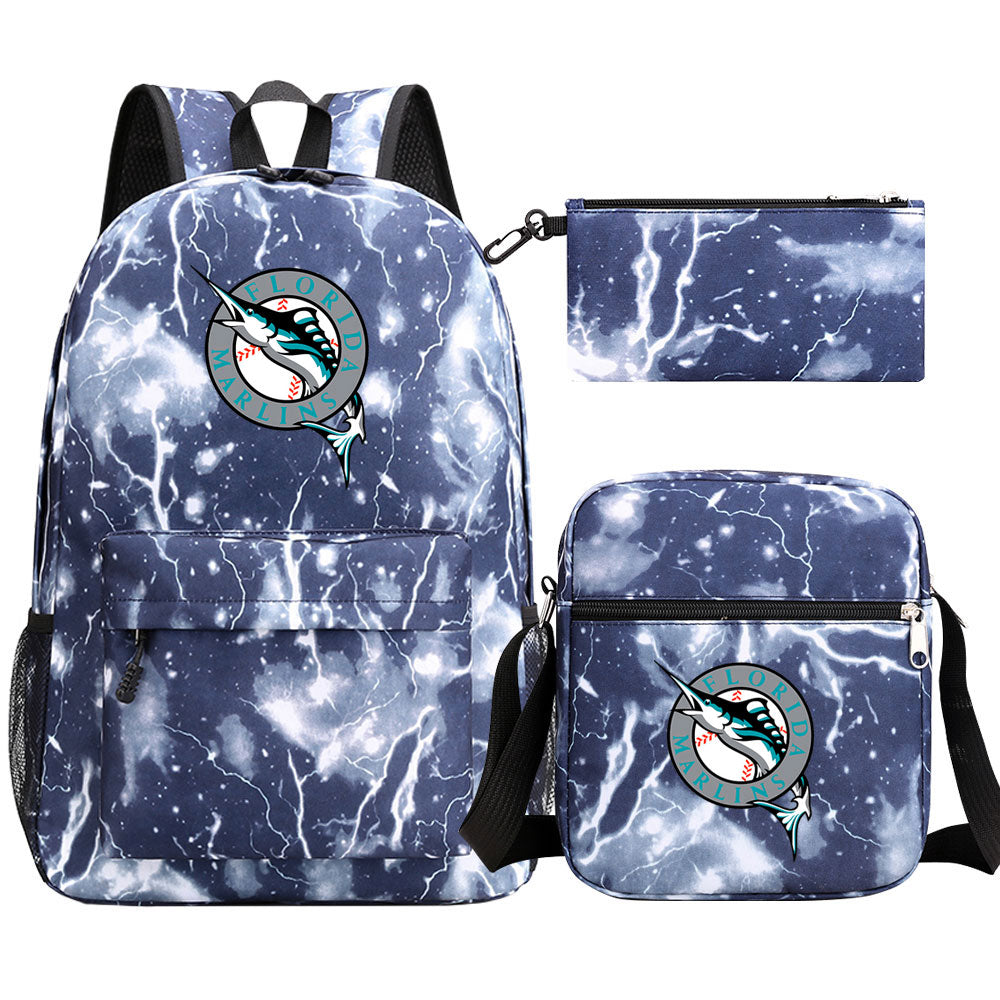 Florida Marlins Baseball School Backpack Shoulder Bag Pencil Bags 3pcs Set