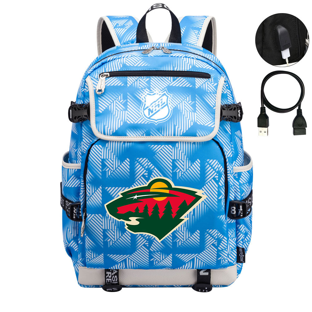 Minnesota Wild Hockey League Backpack School Notebook Travel Bag