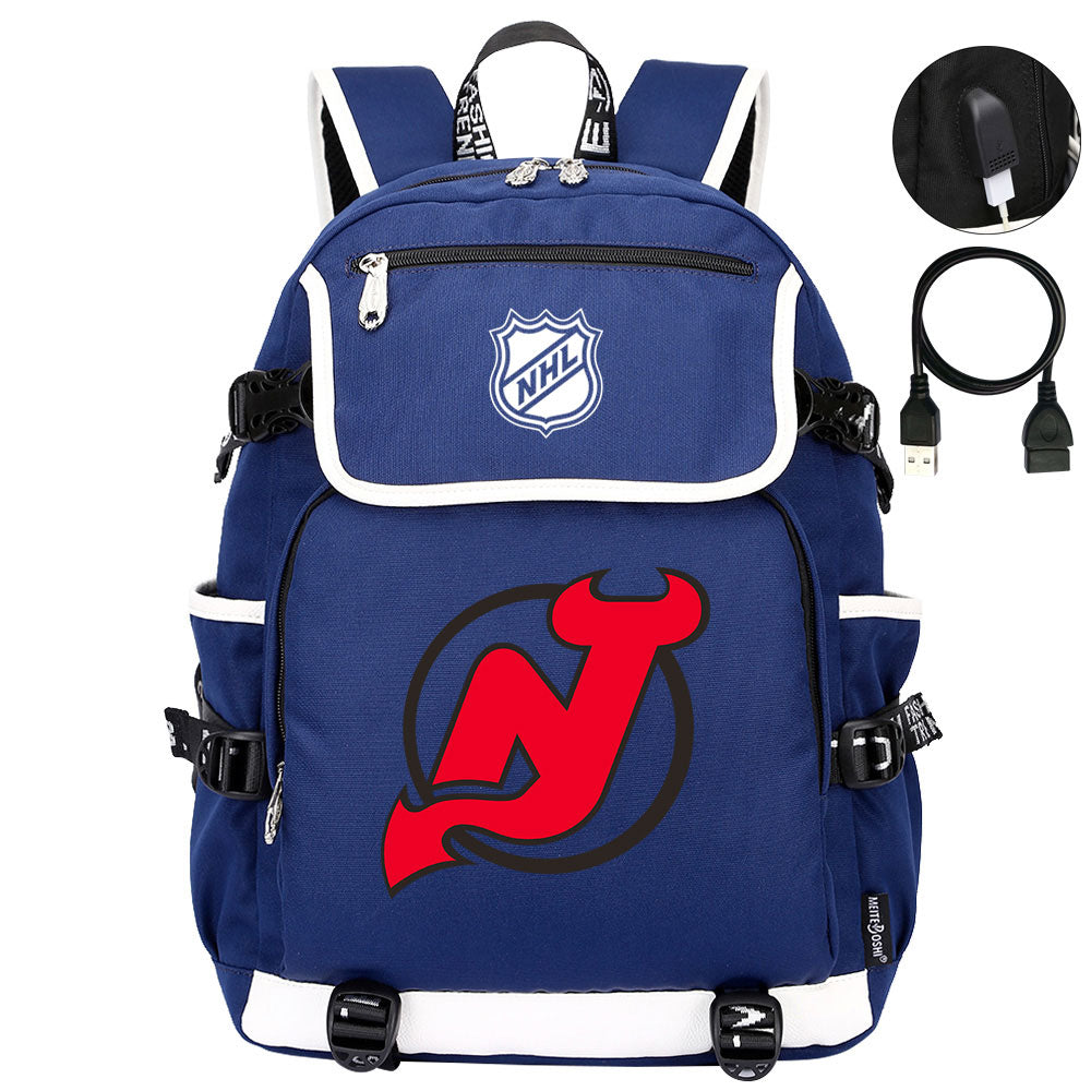 New Jersey Devils Hockey League Backpack School Notebook Travel Bag
