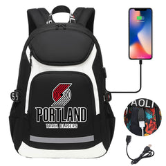 Portland Trail Blazers Backpack School Notebook Travel Bags With USB