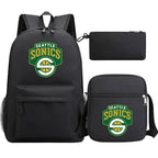 Seattle SuperSonics Basketball School Backpack Shoulder Bag Pencil Bags 3pcs Set