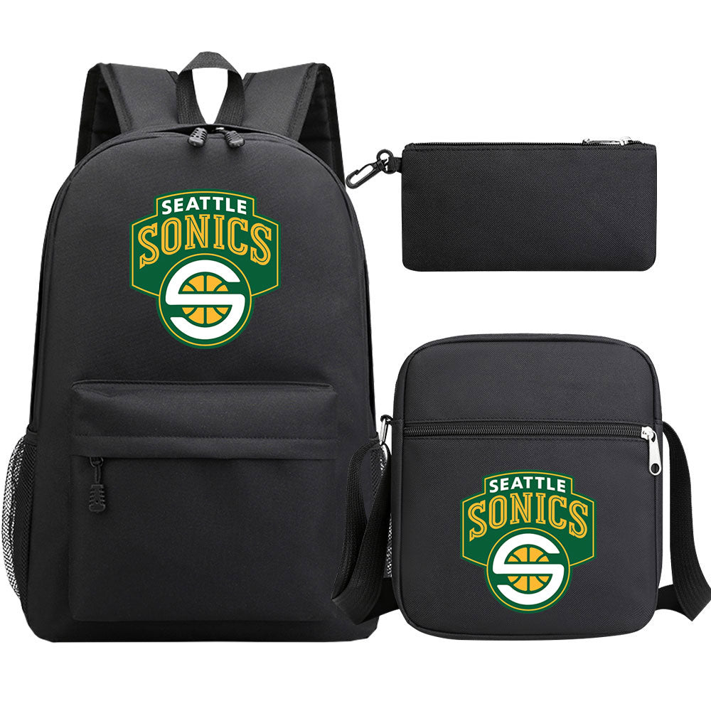 Seattle SuperSonics Basketball School Backpack Shoulder Bag Pencil Bags 3pcs Set