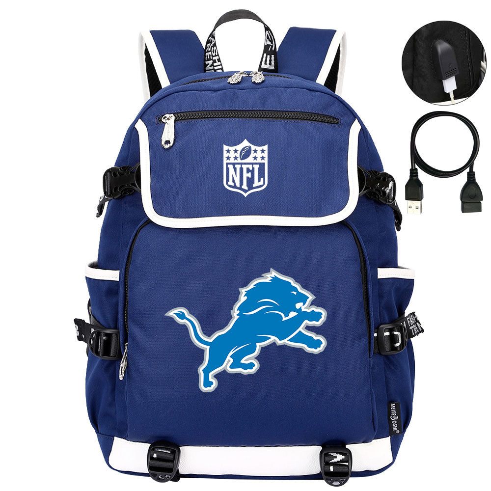 Detroit Lions Football Team Rugby Backpack School Notebook Travel Bag