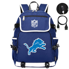 Detroit Lions Football Team Rugby Backpack School Notebook Travel Bag
