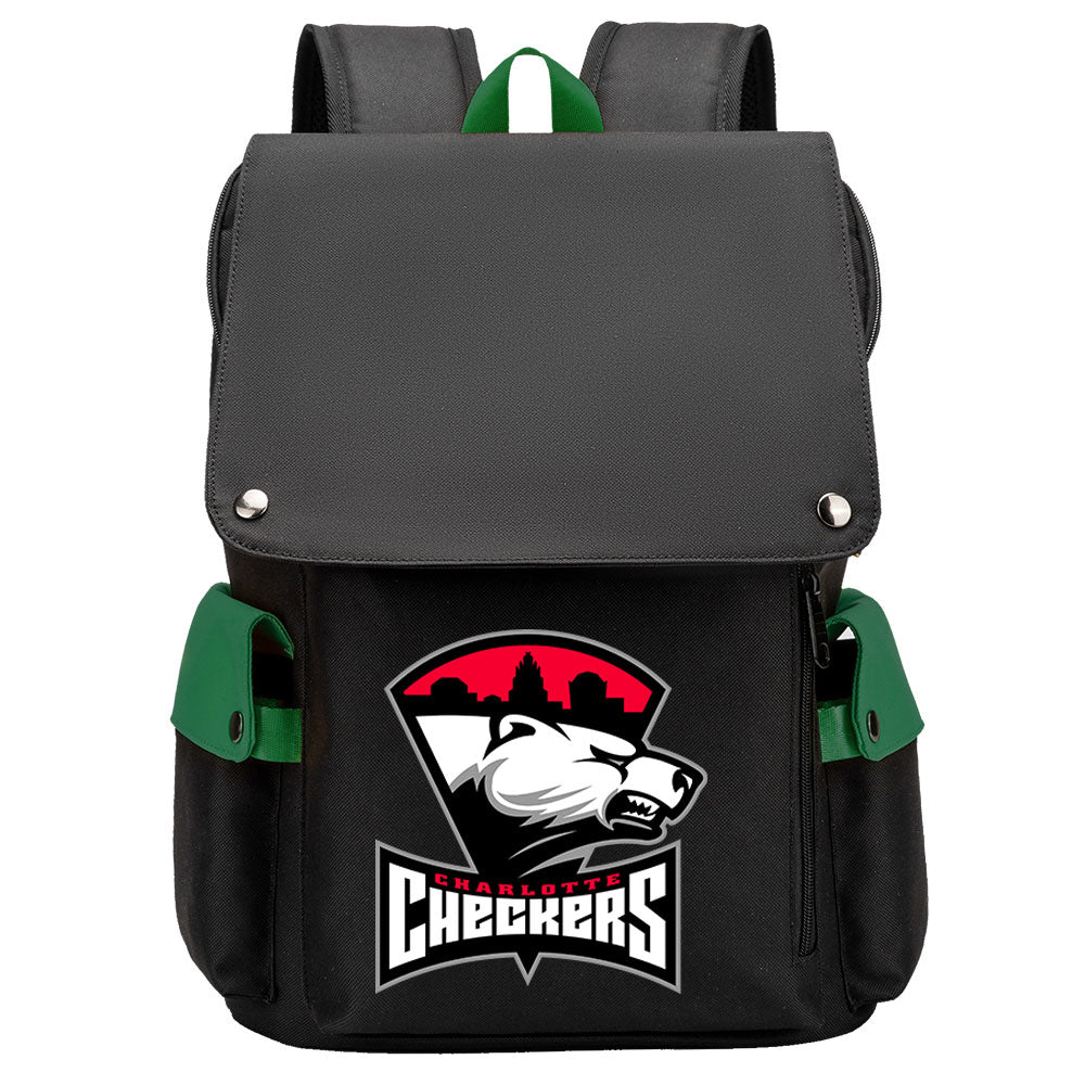 Charlotte Checkers Hockey Team School Backpack Oxford Laptop Bag