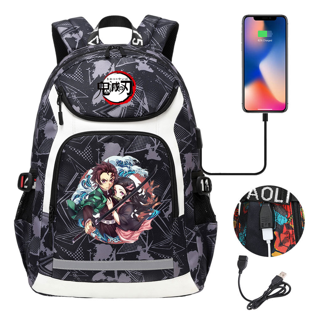 Demon Slayer Kimetsu No Yaiba Backpack School Notebook Travel Bags With USB