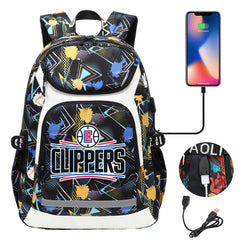Los Angeles Clippers Backpack School Notebook Travel Bags With USB