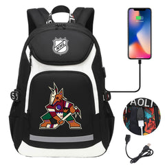 Arizona Coyotes Hockey League Backpack School Notebook Travel Bags With USB