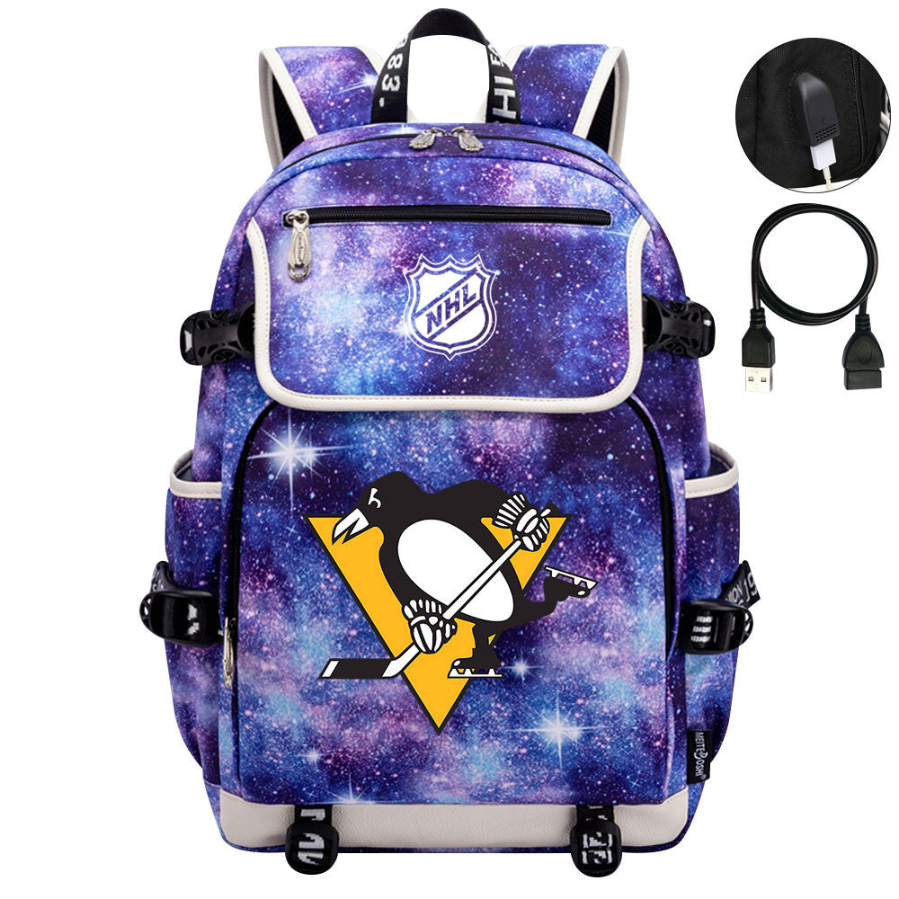 Pittsburgh Penguins Hockey League Backpack School Notebook Travel Bag