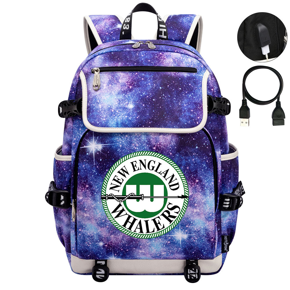 New England Whalers Hockey League Backpack School Notebook Travel Bag