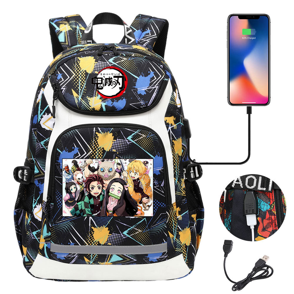 Demon Slayer Kimetsu No Yaiba Backpack School Notebook Travel Bags With USB