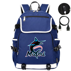 Miami Marlins Backpack School Notebook Travel Bags