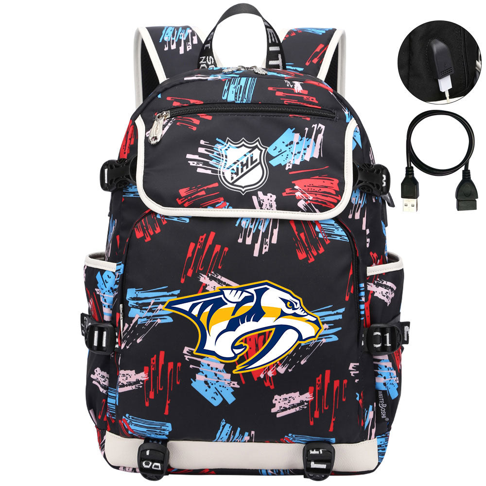Nashville Predators Hockey League Backpack School Notebook Travel Bag