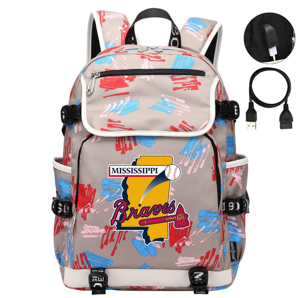 Mississippi Braves Backpack School Notebook Travel Bags