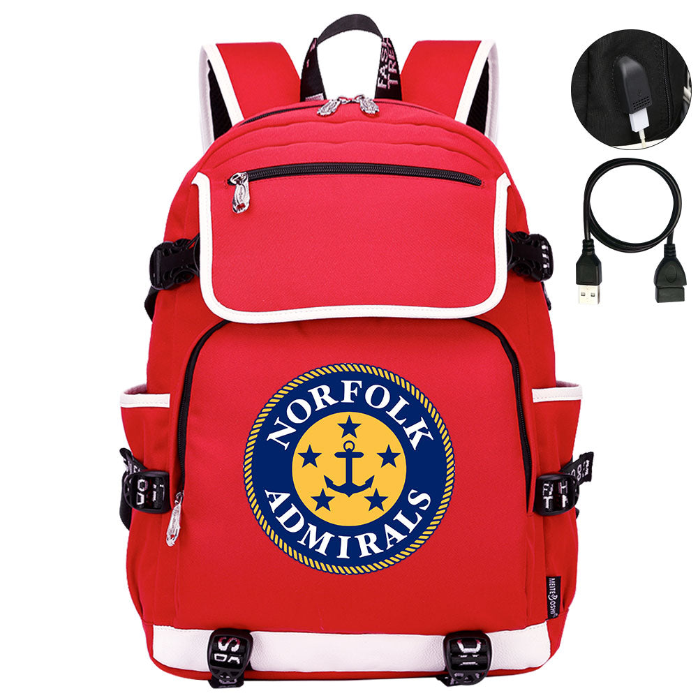 Norfolk Admirals Hockey League Backpack School Notebook Travel Bag