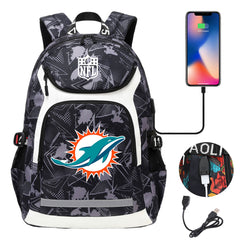 Miami Dolphins Football Rugby Backpack School Notebook Travel Bags With USB