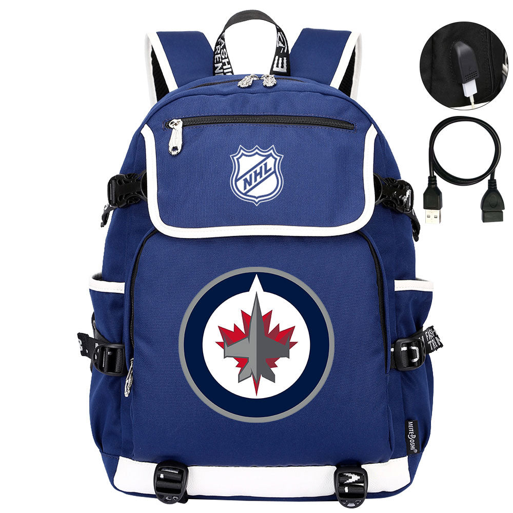 Winnipeg Jets Hockey League Backpack School Notebook Travel Bag