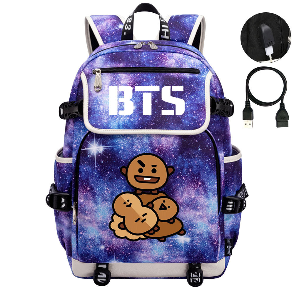BTS Shooky Backpack School Notebook Travel Bags