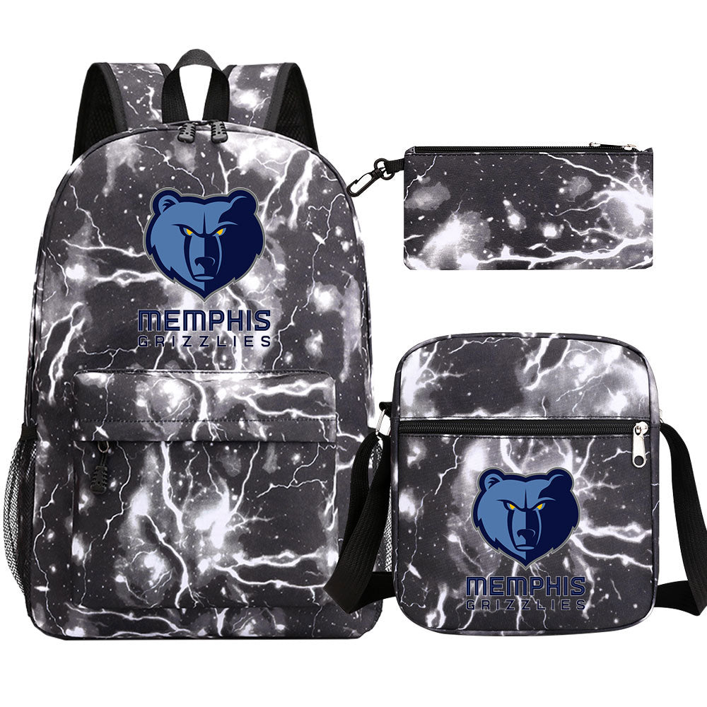 Memphis Grizzlies Basketball School Backpack Shoulder Bag Pencil Bags 3pcs Set