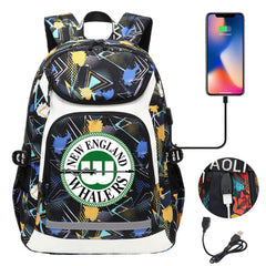 New England Whalers Backpack School Notebook Travel Bags With USB