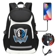 Dallas Mavericks Backpack School Notebook Travel Bags With USB