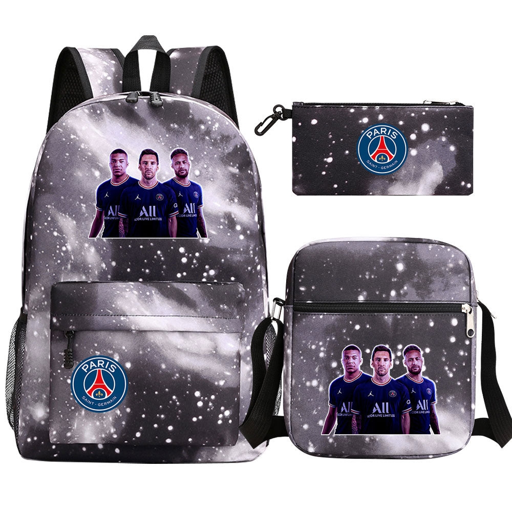 Mbappe Football Player Football Player School Backpack Shoulder Bag Pencil Bags 3pcs Set