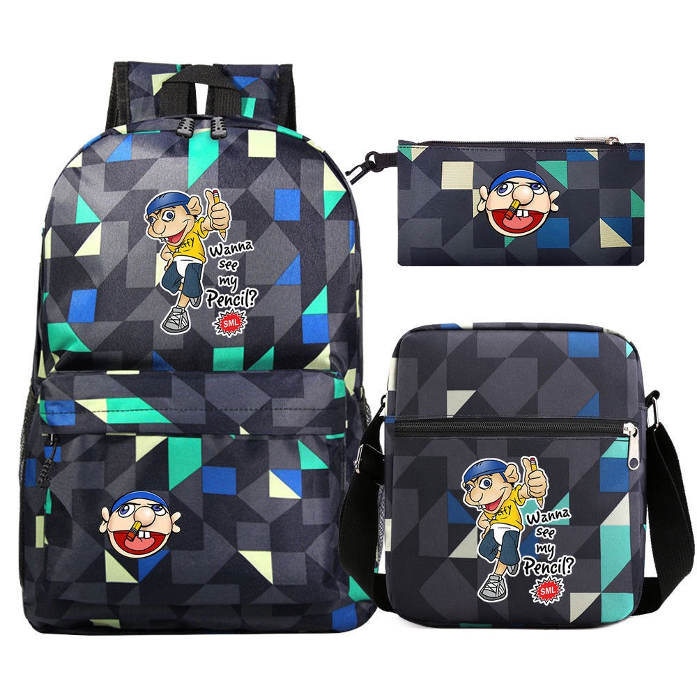 Jeffy School Backpack Shoulder Bag Pencil Bags 3pcs Set