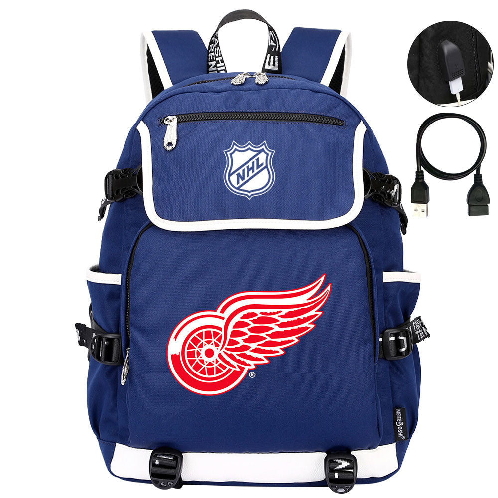 Detroit Red Wings Hockey League Backpack School Notebook Travel Bags