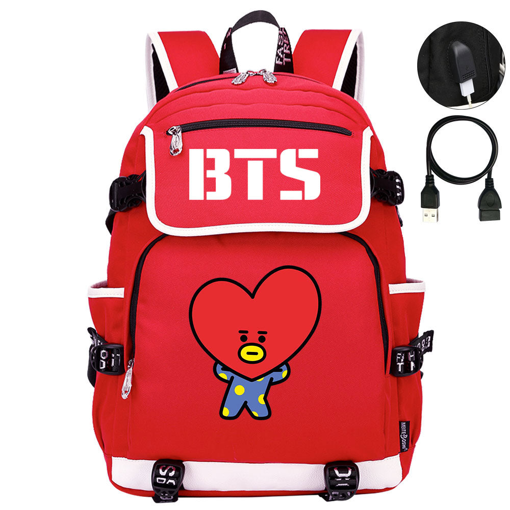 BTS TATA Backpack School Notebook Travel Bags