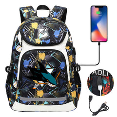 San Jose Sharks Hockey League Backpack School Notebook Travel Bags With USB