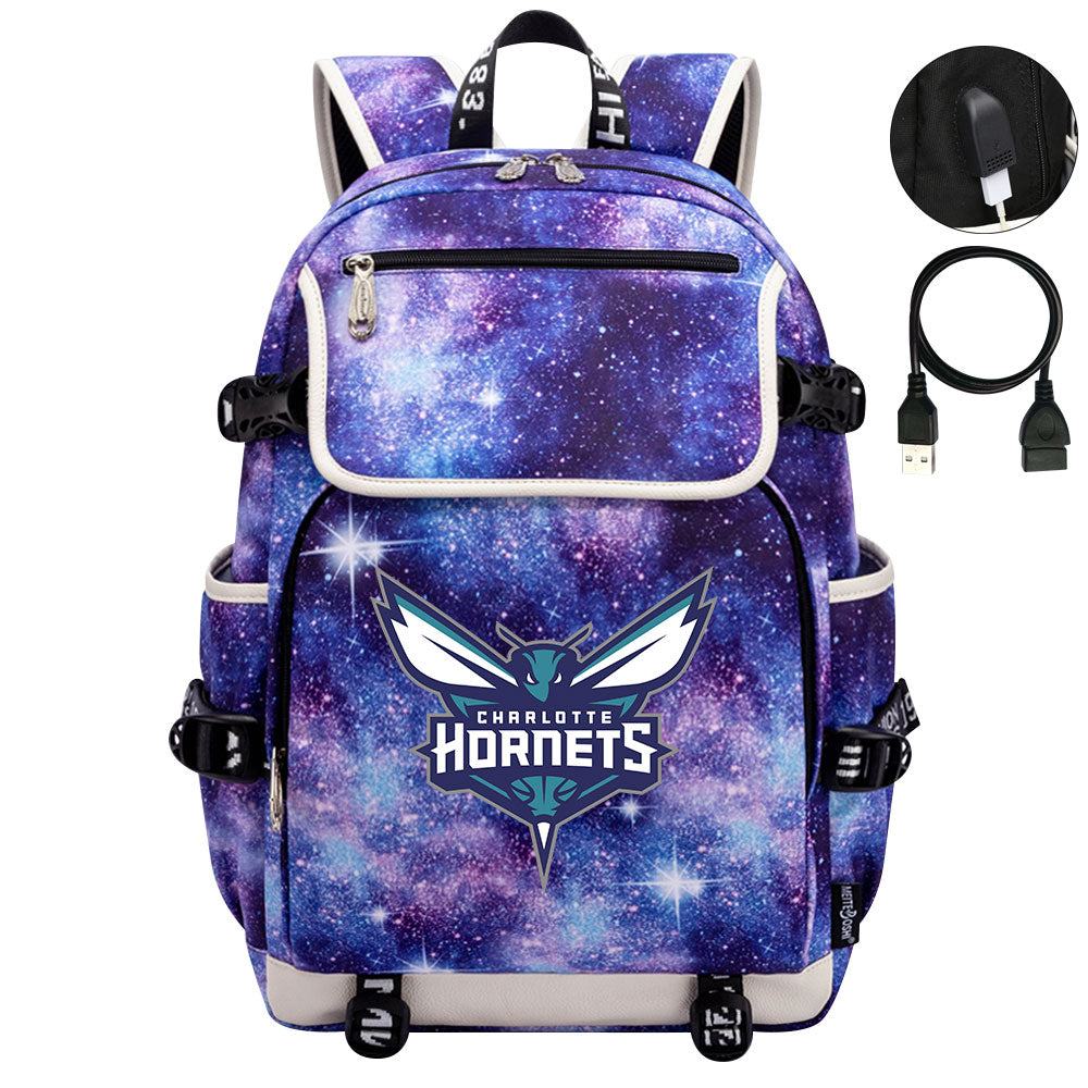 Charlotte Hornets Backpack School Notebook Travel Bags