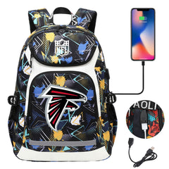 Atlanta Falcons Football Rugby Backpack School Notebook Travel Bags With USB