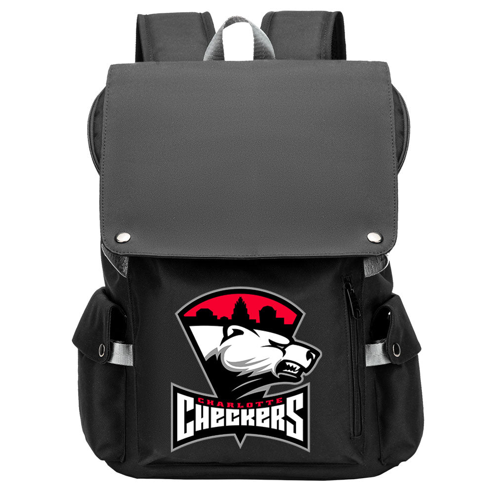 Charlotte Checkers Hockey Team School Backpack Oxford Laptop Bag