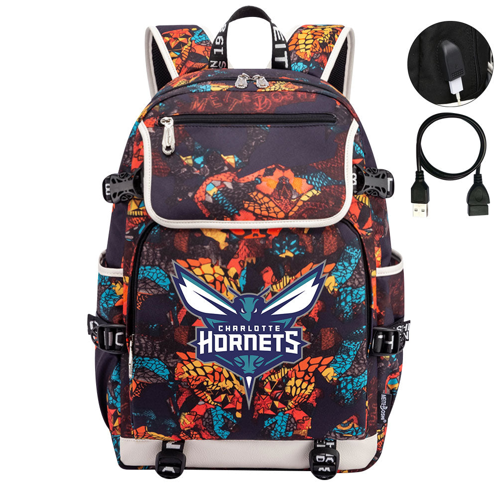 Charlotte Hornets Backpack School Notebook Travel Bags