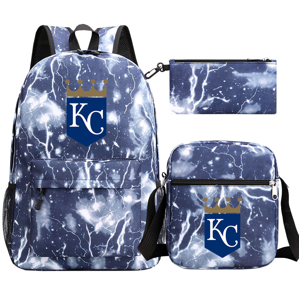 Kansas City Royals Baseball School Backpack Shoulder Bag Pencil Bags 3pcs Set