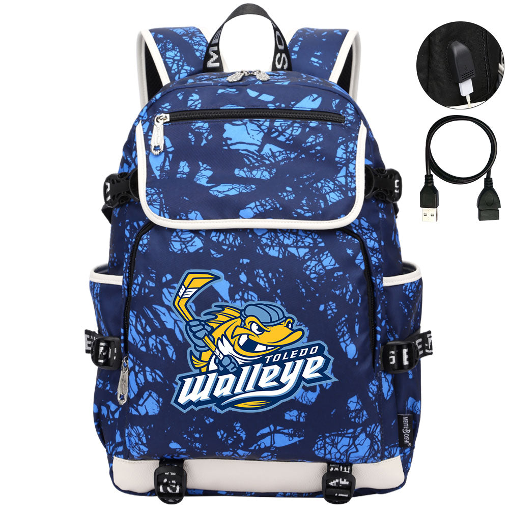 Toledo Walleye Hockey League Backpack School Notebook Travel Bag
