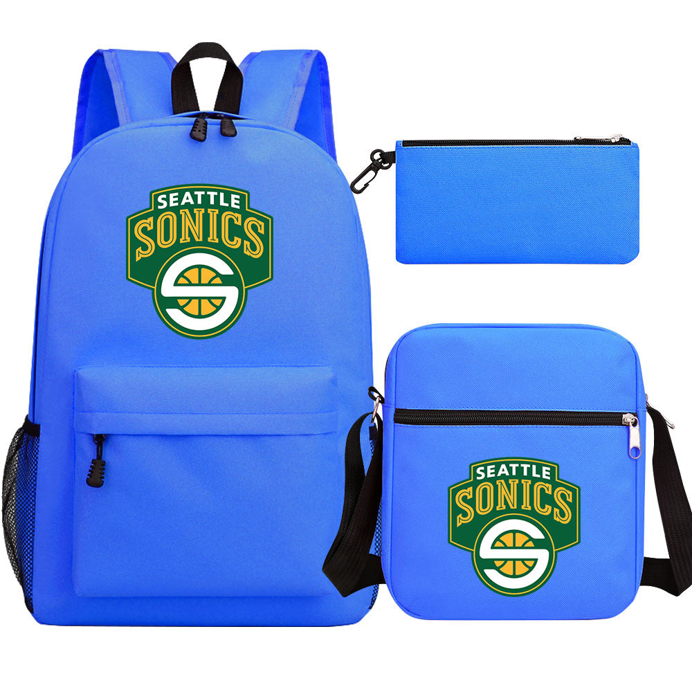 Seattle SuperSonics Basketball School Backpack Shoulder Bag Pencil Bags 3pcs Set