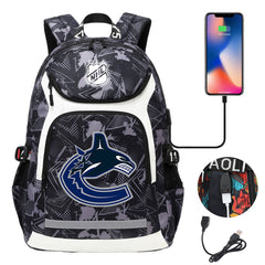 Vancouver Canucks Hockey League Backpack School Notebook Travel Bags With USB