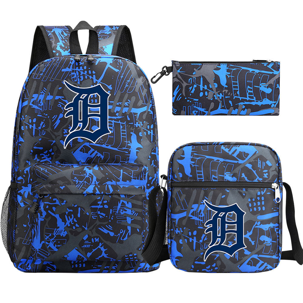 Detroit Tigers Baseball School Backpack Shoulder Bag Pencil Bags 3pcs Set