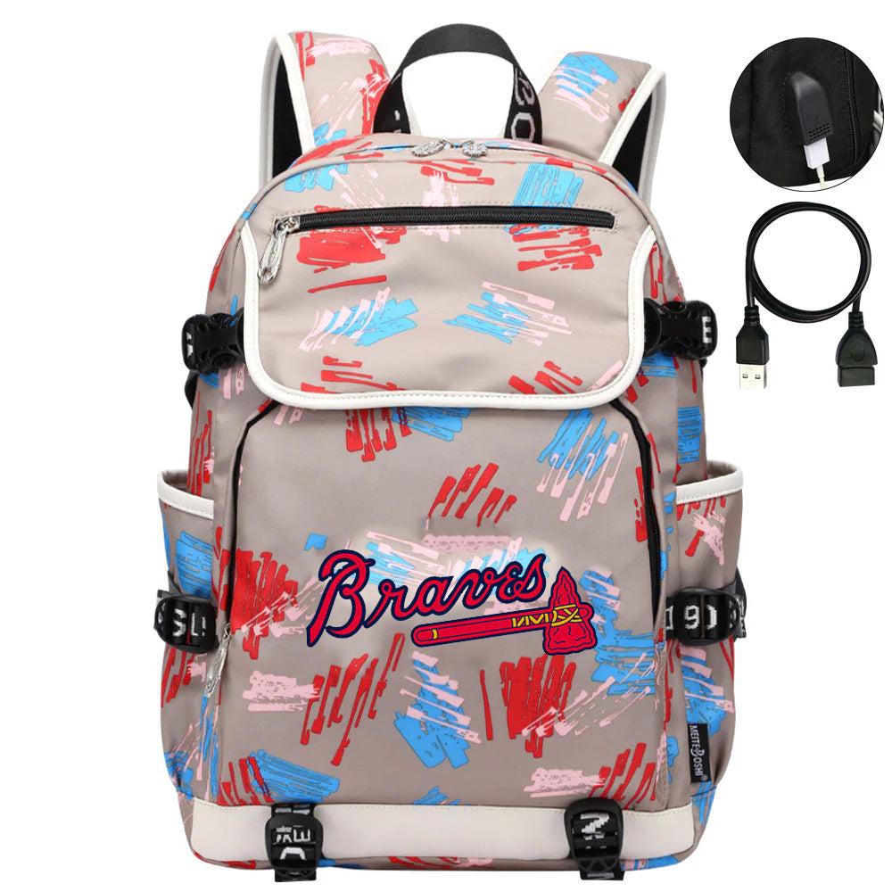 Atlanta Braves Backpack School Notebook Travel Bags