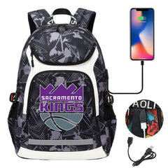 Sacramento Kings Backpack School Notebook Travel Bags With USB