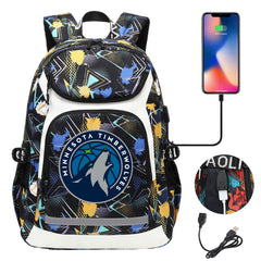 Minnesota Timberwolves Backpack School Notebook Travel Bags With USB