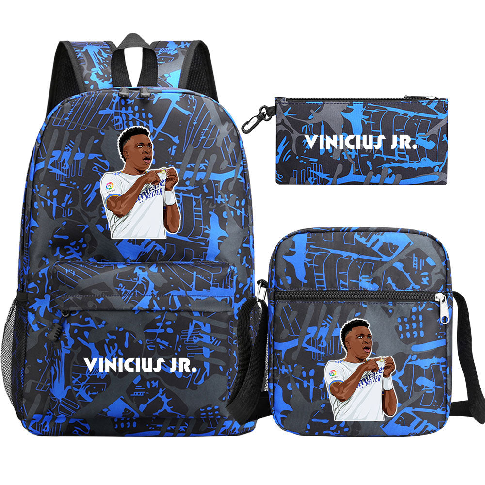 Vinicius Junior Football Player School Backpack Shoulder Bag Pencil Bags 3pcs Set