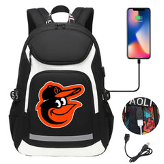 Baltimore Orioles Backpack School Notebook Travel Bags With USB