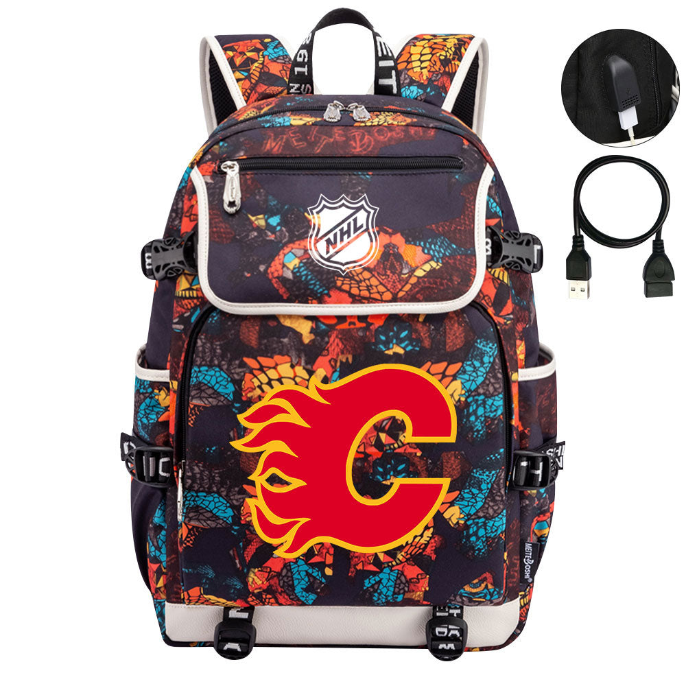 Calgary Flames Hockey League Backpack School Notebook Travel Bag