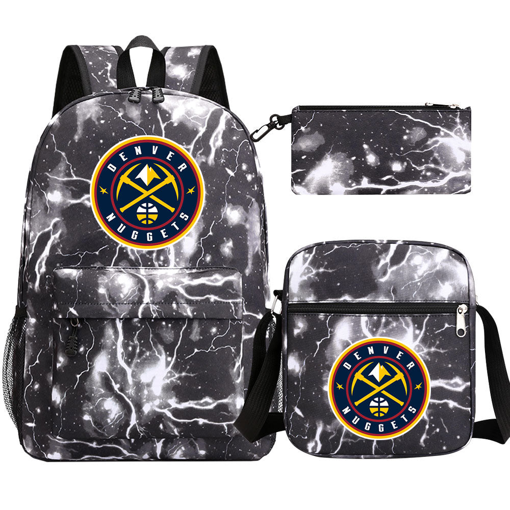 Denver Nuggets Basketball School Backpack Shoulder Bag Pencil Bags 3pcs Set