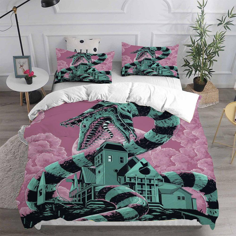 Beetlejuice Cosplay Bedding Set Duvet Cover Pillowcases Halloween Home Decor